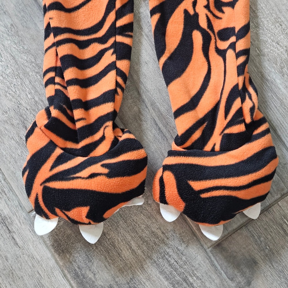 Old Navy Tiger Costume Kids 4T/5T Orange Black Striped Hooded Fleece Halloween - Picture 13 of 16